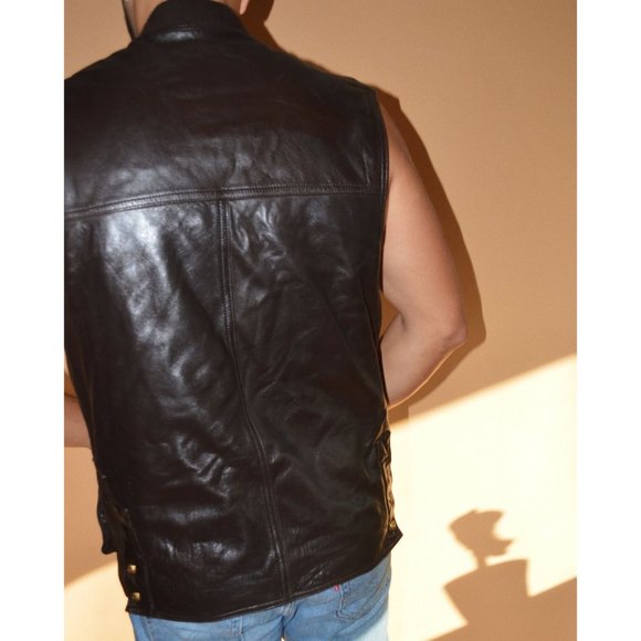 Nostalgic Faux Leather Brown Vest - Picture 3 of 3